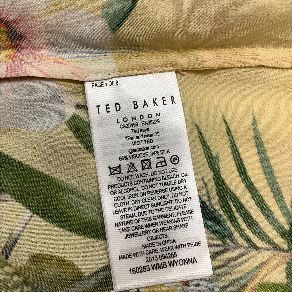 Ted Baker Royal Palm Tie Back Top Silk Blend Lightweight - Picture 6 of 9
